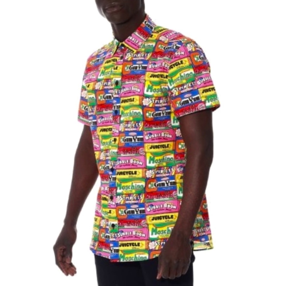 Moschino Couture Rare Chewing Gum Wrapper Print Button Up Size Medium - Picture 4 of 8